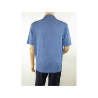 Mens Stacy Adams Italian Style Knit Woven Shirt Short Sleeves 3118 Denim Blue