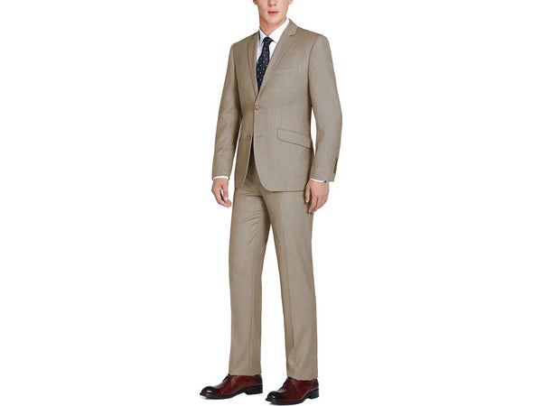 Men RENOIR suit Solid 2 Button Business Formal All Purpose Slim Fit 202-3 Tan