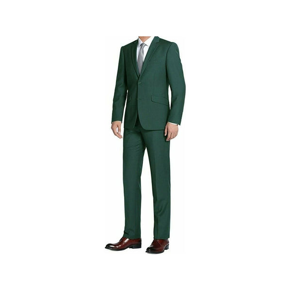 Men RENOIR suit Solid Two Button Business Formal Year Round Slim Fit 201-9 Green