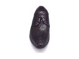 Men Zota Unique Leather Metallic Shoes Point Toe Polka Dot G989-1 Gun black