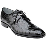 Belvedere Men's Shoes Lago Genuine Alligator Plain Toe Tassel Black 14010