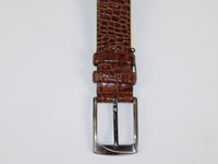 Men Genuine Leather Belt PIERO ROSSI Turkey Soft Crocodile print 1014 Cognac