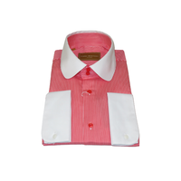 Men 100% Cotton Dress Shirt CIERO MONTERO Turkey 1A99-53 White Red Slim Fit