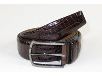 Men Genuine Leather Belt PIERO ROSSI Turkey Soft Crocodile print 1014 Brown