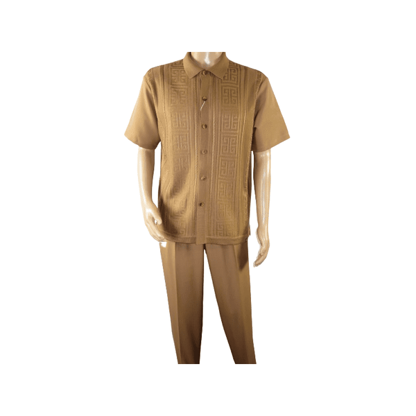 Men Silversilk 2pc walking leisure suit Italian woven knits 3125 Cafe Cognac