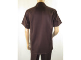 Men 2pc Walking Leisure Suit Short Sleeves By DREAMS 255-02 Solid Brown