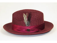 Men's Summer Spring Braid Straw style Hat by BRUNO CAPELO JULIAN JU912 Burgundy