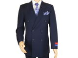 Men Apollo King Double Breasted Suit Classic Peak Lapel Pleated DM22 Navy Blue