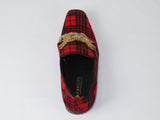 Mens Shoes Fiesso By Aurelio Garcia Pony hair English Plaid Slip on Fi7291 Red