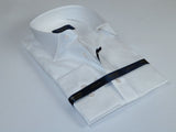 Men 100% Cotton Shirt Manschett Quesste Turkey Slim Fit 6042-07 White Fancy