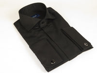 Men Sateen Cotton Blend Shirt Manschett Quesste Turkey Slim Fit 4130-03 Black