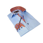 Men Dress Shirts AXXESS Turkey 100% Soft Egyptian Cotton High Collar 223-01 Blue