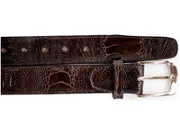 Men's Belvedere Belt Genuine Ostrich Leg up to Size 44 #2000 Chocolate Brown