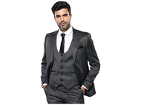Men 3pc European Vested Suit WESSI by J.VALINTIN Extra Slim Fit JV26 Dark gray