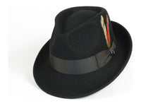 Men BENTLY HEADWEAR Hat Australian Wool Pinch Front Fedora Hudson HU420 Black