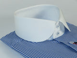 Men's Axxess Turkey 100% Egyptian Cotton Shirt English Curve Collar 222-29 Blue