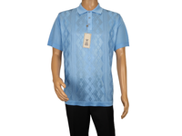 Mens Polo Shirt Slinky Sheer Short Sleeves Soft Touch by Stacy Adams 57007 Blue