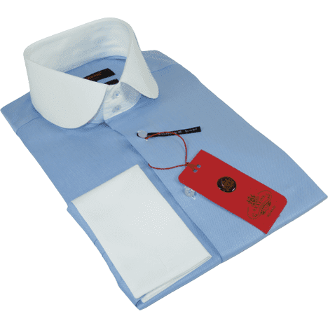 Men's Axxess Turkey 100% Egyptian Cotton Shirt English Curve Collar 222-24 Blue