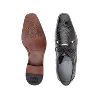 Belvedere Men's Shoes Lago Genuine Alligator Plain Toe Tassel Black 14010