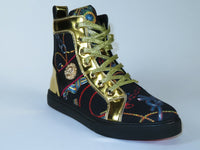 Mens High Top Shoes FIESSO by AURELIO GARCIA Chain Medusa Celebrity 2421 Black