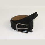 Men Genuine Basket weave Suede Soft Leather Belt PIERO ROSSI Turkey # 1002 Black