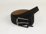 Men Genuine Basket weave Suede Soft Leather Belt PIERO ROSSI Turkey # 1002 Black