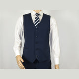 Men Suit BERLUSCONI Turkey 100% Italian Wool Super 180's 3pc Vested #Ber20 Navy