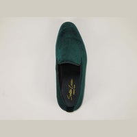 Mens Santino Luciano Shoes Soft Velvet Slip on Loafer Formal C351 Emerald Green