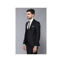 Men 3pc European Vested Suit WESSI by J.VALINTIN Extra Slim Fit JV9 Black corded