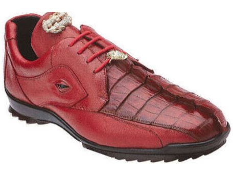 Men's Vasco Belvedere Hornback Crocodile Soft Calf Sneaker Shoes Red 336122
