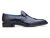 Men's Belvedere Genuine Alligator Slip-on Dress Shoes Genova Navy R53