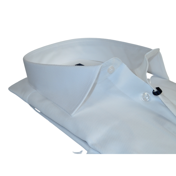 Men 100% Cotton Shirt Manschett Quesste Turkey Slim Fit 6040-01 White Pin dot
