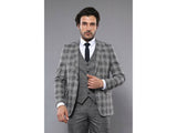 Men 3pc European Vested Suit WESSI by J.VALINTIN Extra Slim Fit JV37 Black White