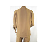 Men Silversilk 2pc Fancy walking leisure suit Italian woven knits 4407 Cafe Tan