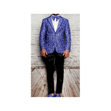 Men Insomnia Manzini Blazer Stage Performer Singer Prom MZN137 Royal Blue Lace