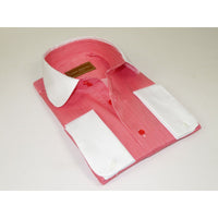 Men 100% Cotton Dress Shirt CIERO MONTERO Turkey 1A99-53 White Red Slim Fit