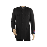 Men Apollo King Banded Collarless suit Mandarin Military Style 5button K1 Black