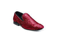 Mens Stacy Adams Stellar Plain Toe Glitter Slip On Shoes Burgundy 25534-601