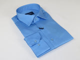 Men 100% Sateen Cotton Shirt Manschett Quesste Turkey Slim Fit 4010-05 Med Blue