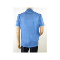 Mens Stacy Adams Italian Style Knit Woven Shirt Short Sleeves 3109 Denim Blue