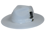 Mens BRUNO CAPELO Fedora 3" Flat brim Hat Natural Braid, Straw Style Mi900 White