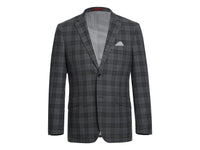 Men RENOIR Suit Two Button Business Formal Slim Fit 294-15 Gray English Plaid