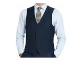 Men RENOIR Vest Wool 140 Adjustable ,V-Neck two Pocket Full Lining 508-19 Navy Blue