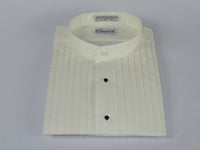 Men's Tuxedo shirt By Classix  Banded Collarless Formal Pleated Front M06 Ivory