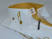 Mens AXXESS Musician Singer Dress Shirt Turkey Musical Notes 322-12 White Gold