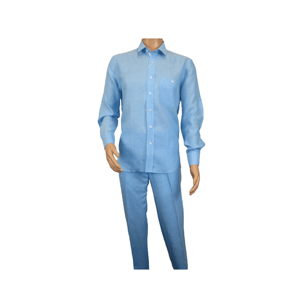 Men INSERCH premium Soft Linen Breathable 2pc Walking Leisure suit LS29116 Blue