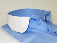 Men 100% Cotton Shirt CIERO MONTERO Turkey #STN 258 Blue/White Collar Slim Fit