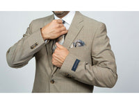 Mens TOMMY HILFIGER Suit Wool Blend 2 Button Side Vent Shark Texture 0106 Tan