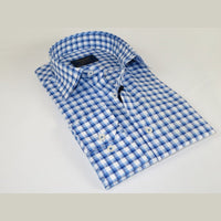 Men 100% Cotton Shirt Manschett Quesste Turkey Slim Fit 6012-05 Med Blue Checker