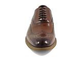 Mens Dunbar Stacy Adams Shoes Antiqued Leather Cognac Lace Up Wingtip 25064-221